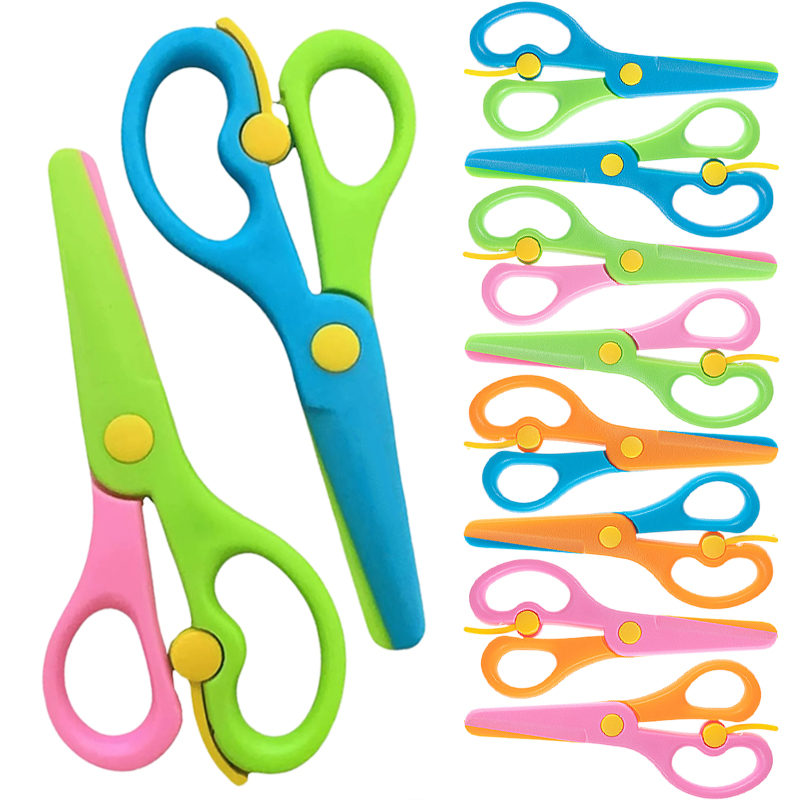 Baby Food Scissors - مقص بلاستيكي مزدوج اللون الربط اليدوية